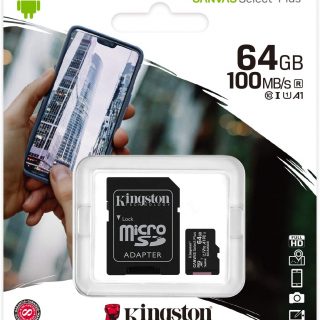 MICRO SD 64GB 100Mb/s C10 UHS-I KINGSTON CANVAS PLUS SDCS2/64GB