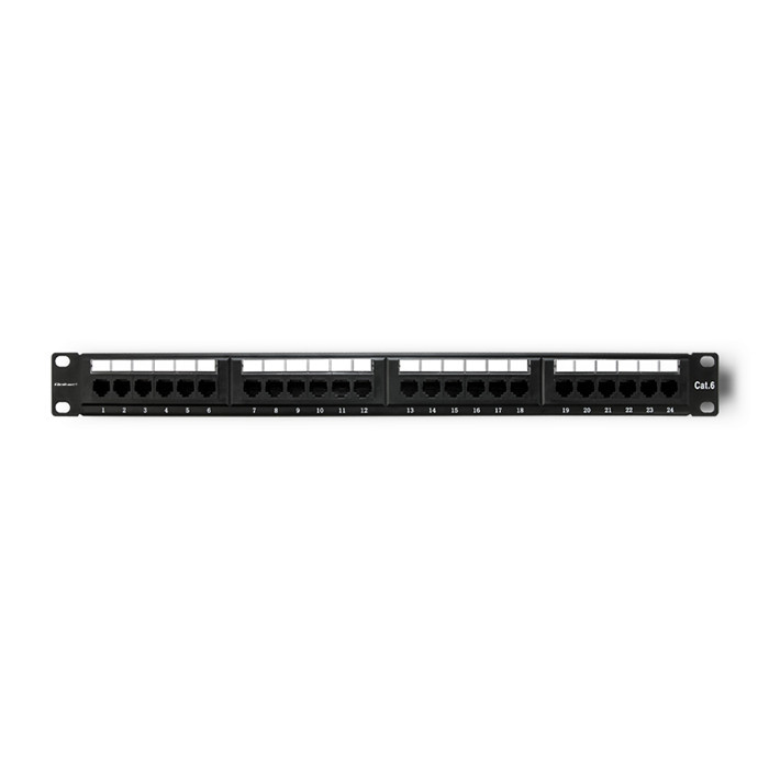 Patch panel 24 porte | Cat 6 UTP | Nero