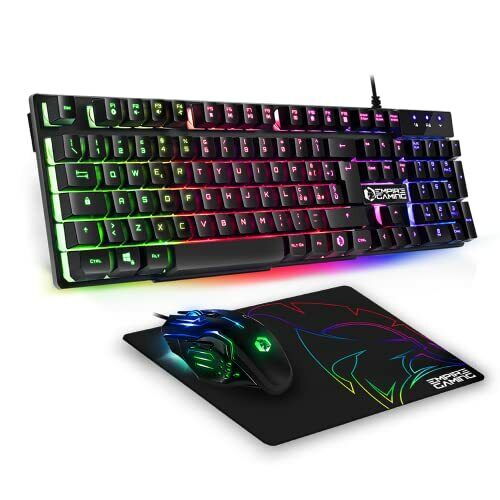 EMPIRE GAMING - Pack Armor RF358 sans Fil - Clavier Gaming Wireless AZERTY (Layout Français) 2.4 GHz RGB - Souris Gamer 2400 DPI - Tapis de Souris - PC PS4 PS5 Xbox One/Series - Lax EMPIRE GAMING - Pack Armor RF358 sans Fil - Clavier Gaming Wireless AZERTY (Layout Français) 2.4 GHz RGB - Souris Gamer 2400 DPI - Tapis de Souris - PC PS4 PS5 Xbox One/Series - Lax