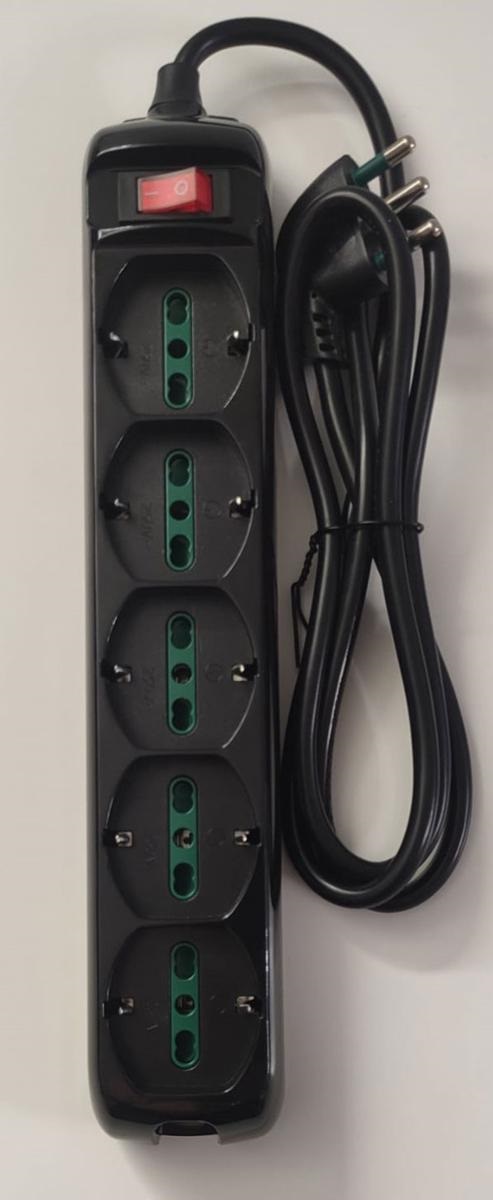 MULTIPRESA 5 POSTI SCHUKO/ITA 16A NERO