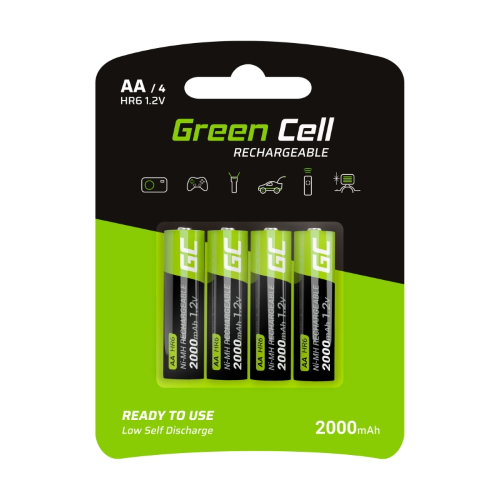 BATTERIA RICARICABILE NI-MH AA HR6 1.2V 2000MAH GREEN CELL GR02