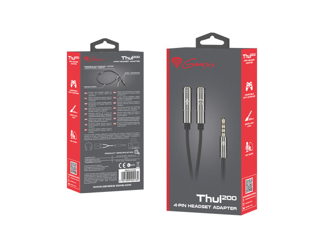 4-PIN HEADSET PREMIUM ADAPTER FOR PS4, PC, SMARTPHONES GENESIS THUL 200