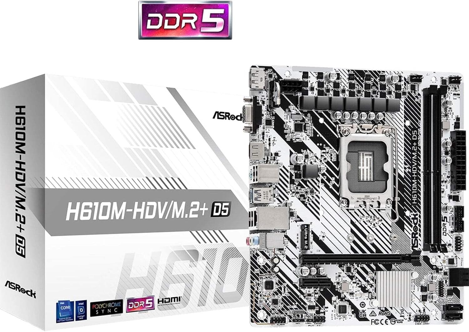 ASROCK Carte Mere H610M-HDV/M.2+ DDR5 (Intel
LGA 1700) Micro ATX